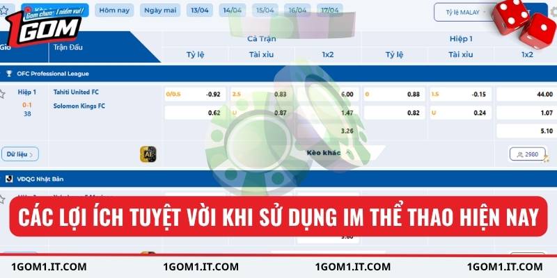 Các lợi ích tuyệt vời khi sử dụng IM Thể Thao hiện nay